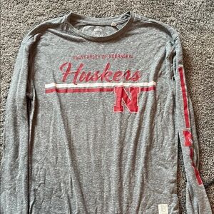 Pressbox University of Nebraska Huskers Red and Gray Long Sleeve Tee